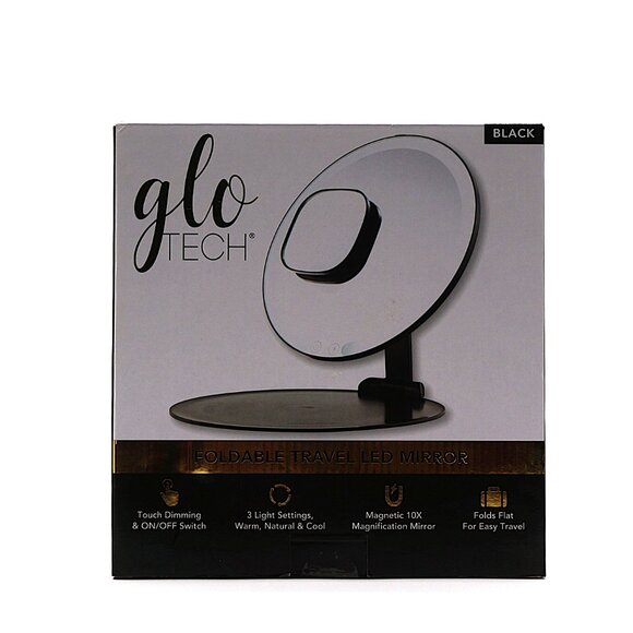 Glo Tech LED Travel Mirror Foldable Compact Lighted NEW Open Box - Picture 4 of 4